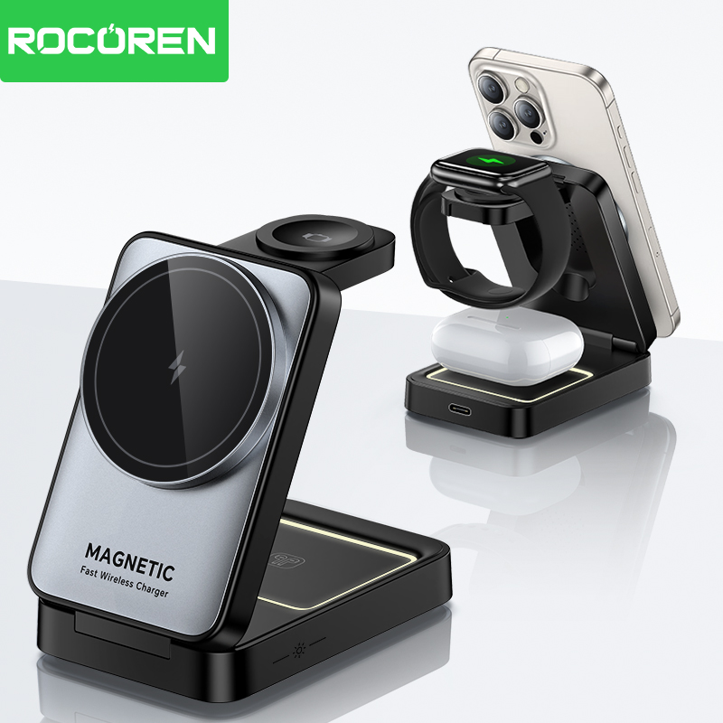 Wireless Charger 3 In 1 - Rocoren Folding 3 in 1 Wireless