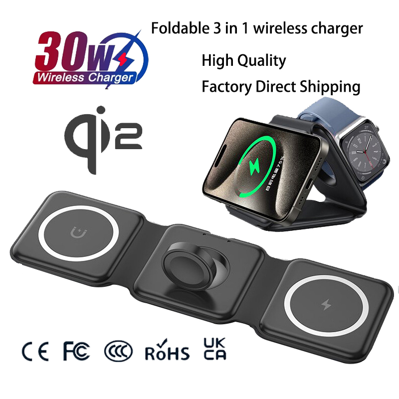 Wireless Charger 3 In 1 - Universal Qi2 Magnetic Foldable Charging Station