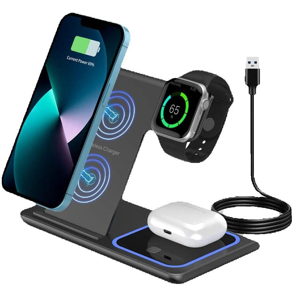 Wireless Charger 3 In 1 - 15W 3 in 1 LED Fast