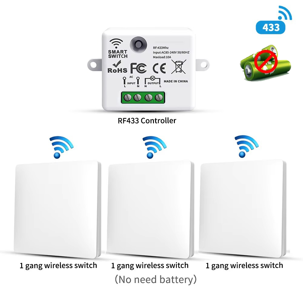Power Bank Wireless - RF433 Self-Powered Wireless Light Switch, Kinetic
