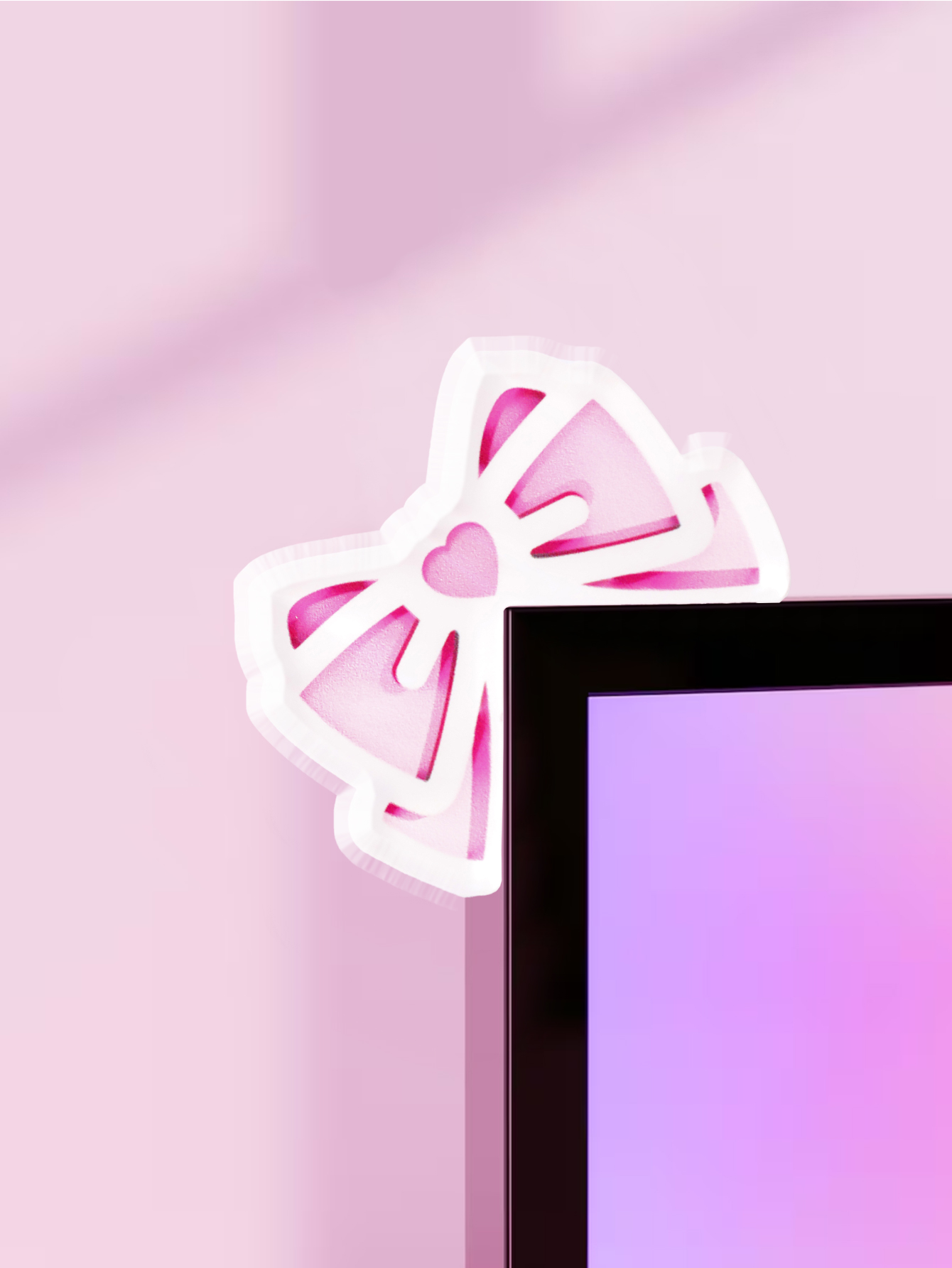 Tech Desktop Accessories - Kawaii Bow Monitor Decor Pink Acrylic