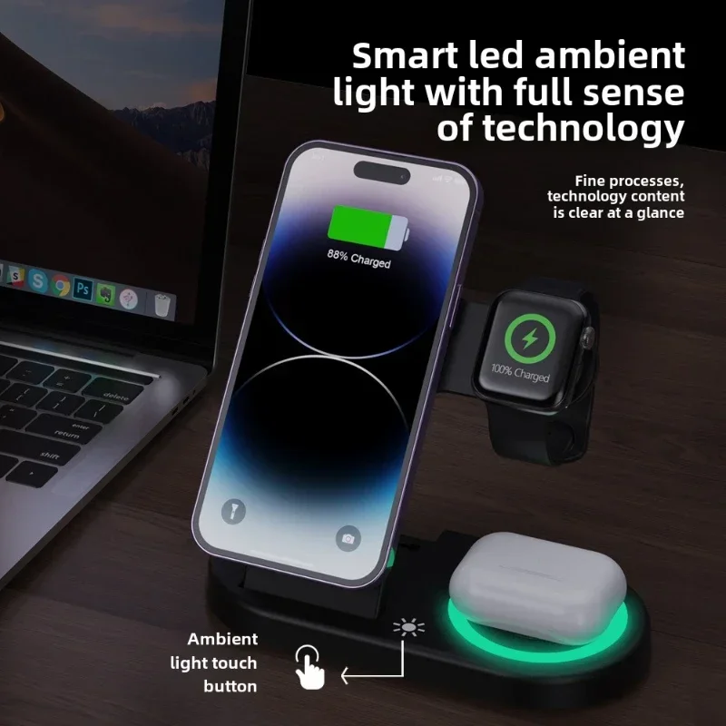15W Fast Wireless Charger Stan - Wireless Charger 3 In 1 ulasan dan harga