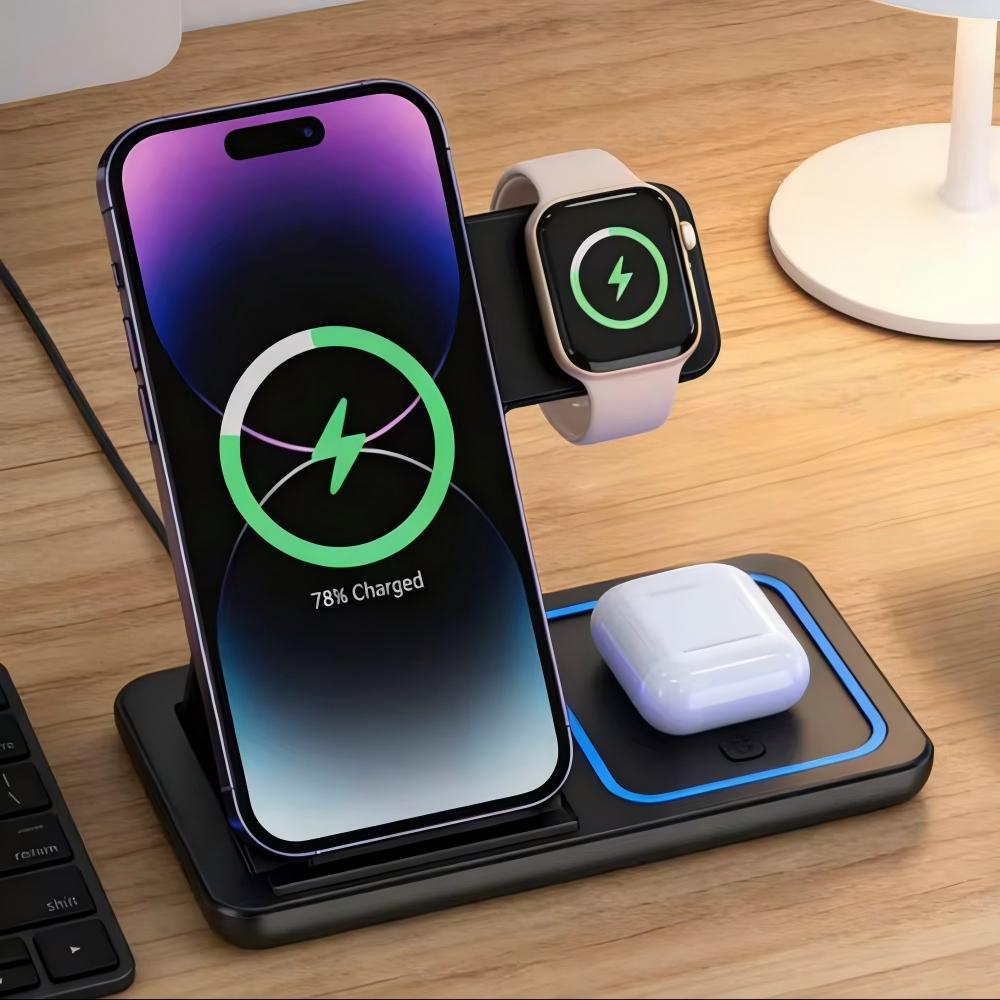 Fast Wireless Charger Charging - Wireless Charger 3 In 1 ulasan dan harga
