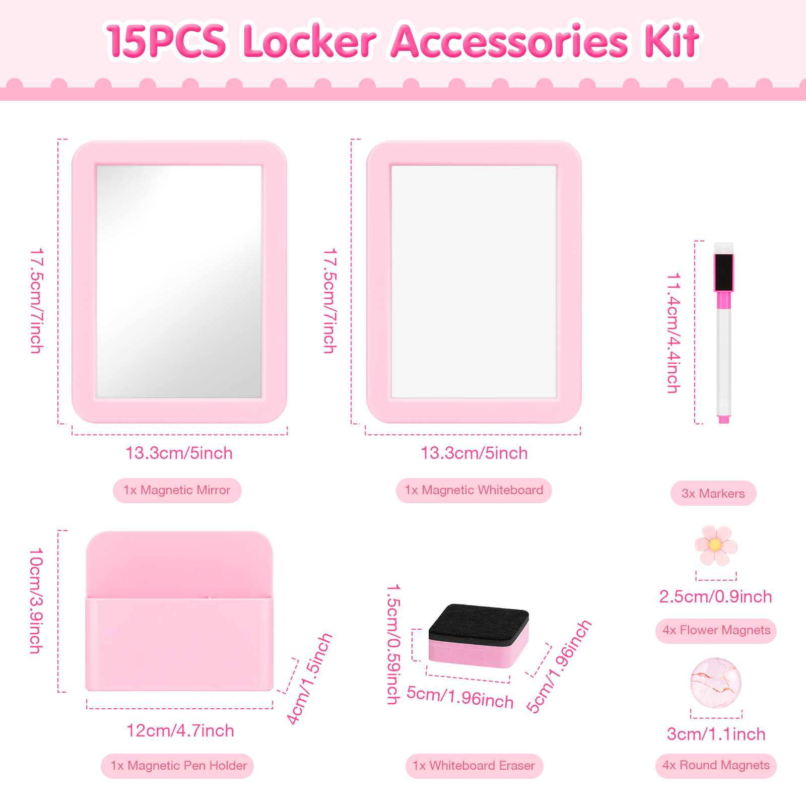 15Pcs Locker Accessories Kit M - Pen Holder Magnetic ulasan dan harga