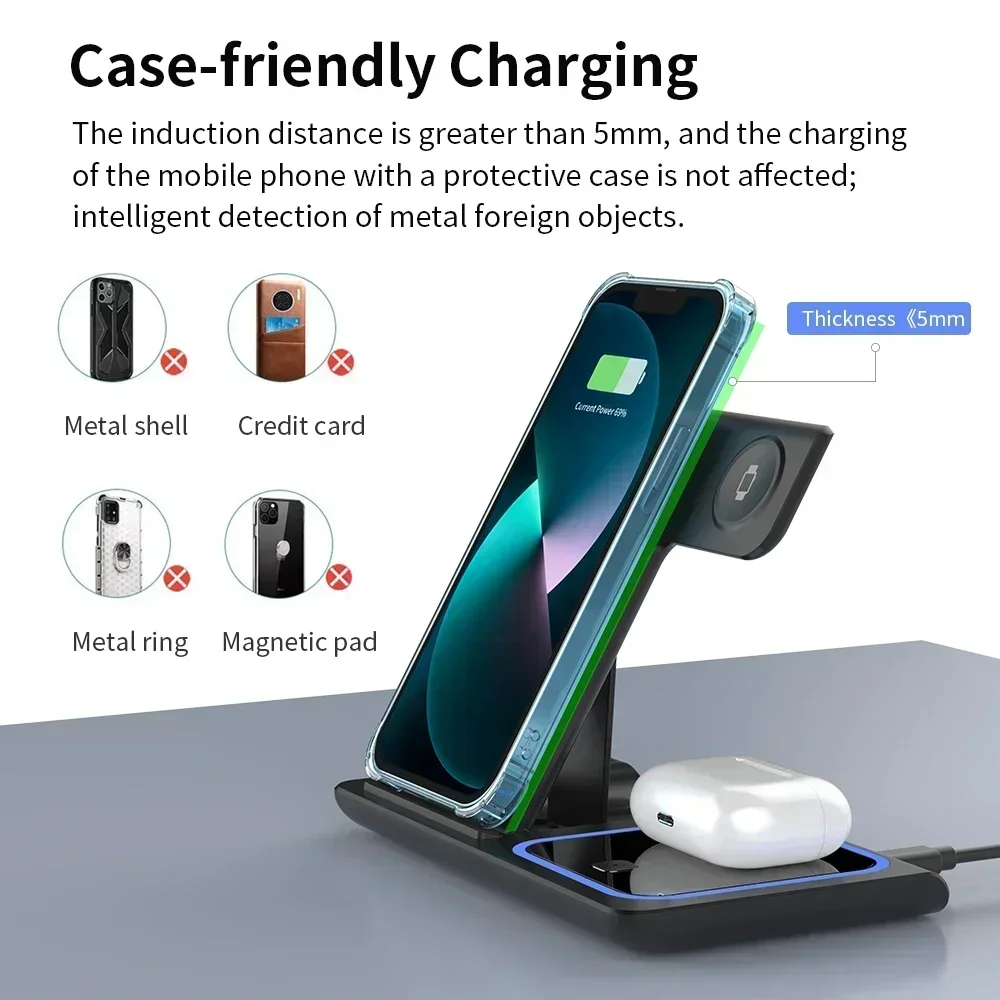 3 In 1 Wireless Charger Foldab - Wireless Charger 3 In 1 ulasan dan harga