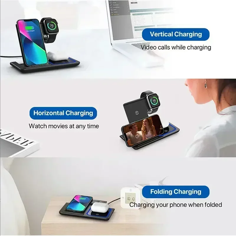 3 In 1 Wireless Charger Foldab - Wireless Charger 3 In 1 ulasan dan harga