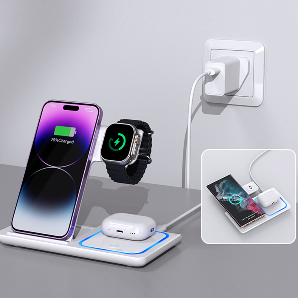 LED 3 in 1 Wireless Charger St - Wireless Charger 3 In 1 ulasan dan harga