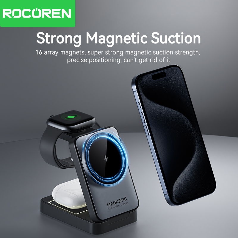 Rocoren Folding 3 in 1 Wireles - Wireless Charger 3 In 1 ulasan dan harga
