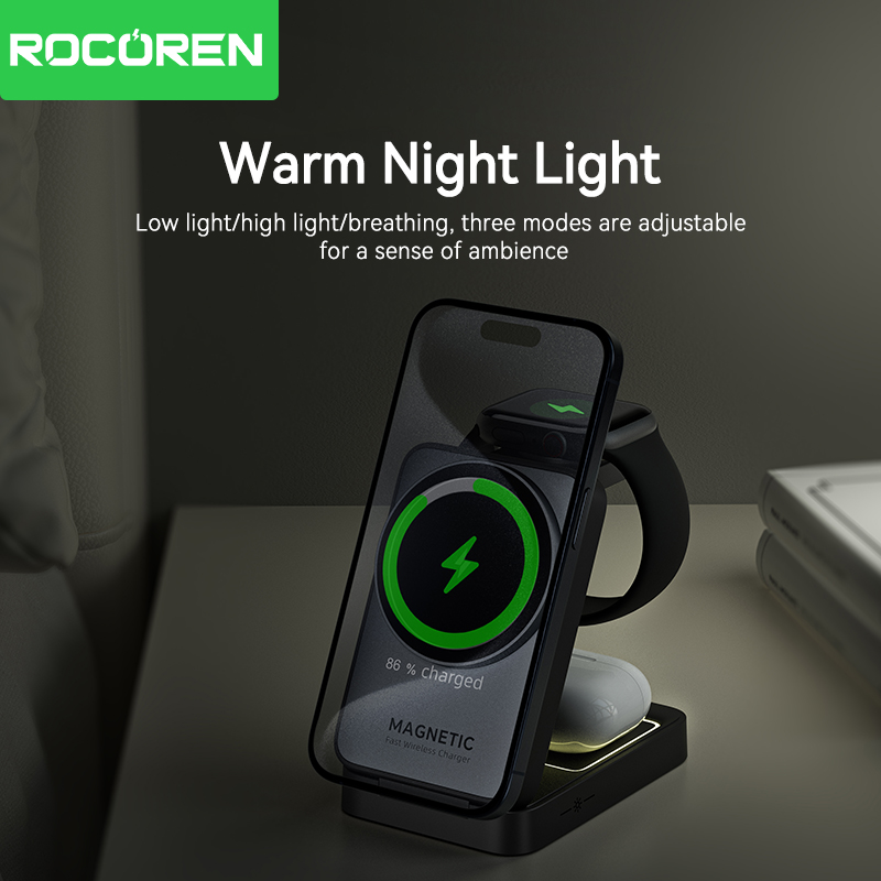 Rocoren Folding 3 in 1 Wireles - Wireless Charger 3 In 1 ulasan dan harga