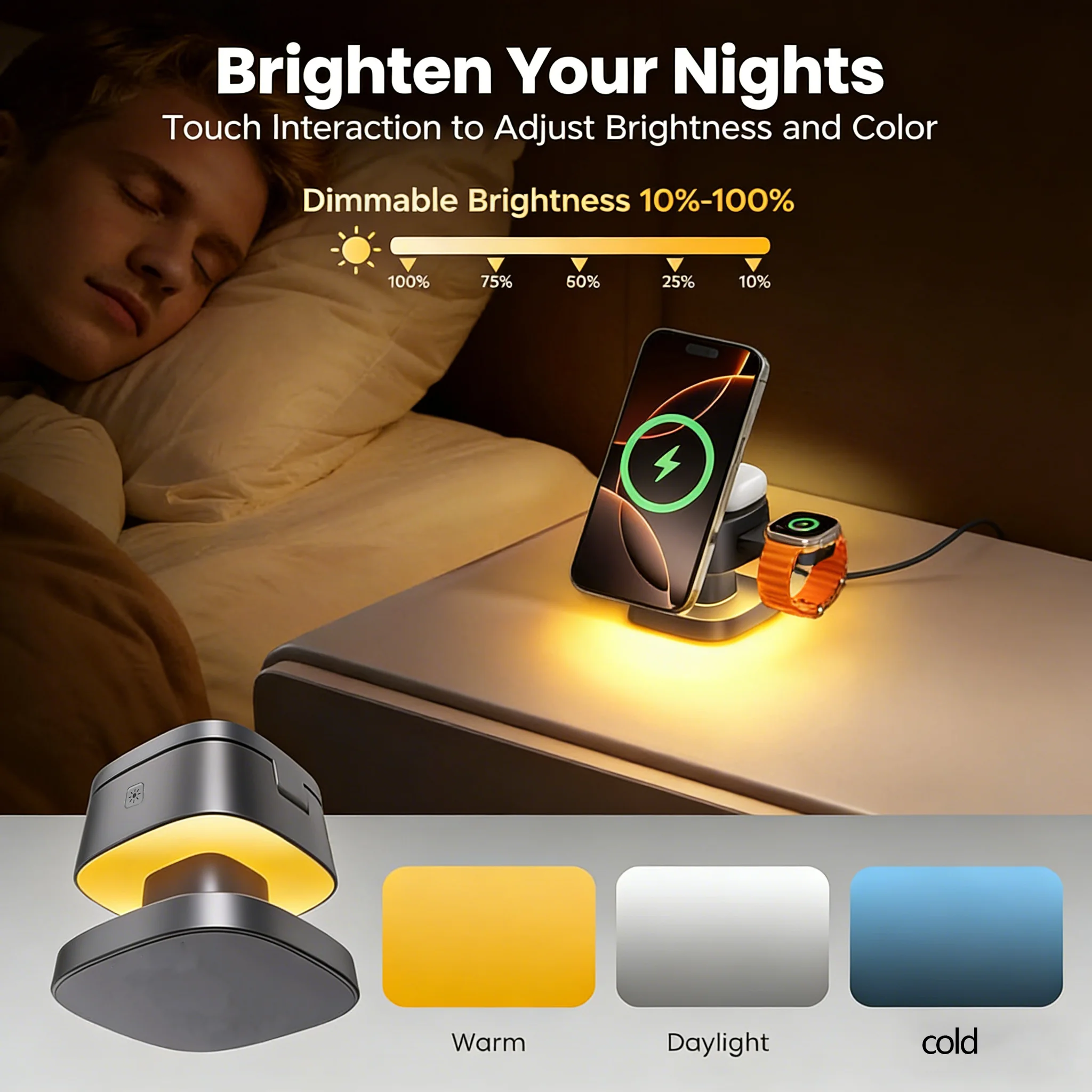 TIMESS Night Light Mashroom Wi - Wireless Charger 3 In 1 ulasan dan harga