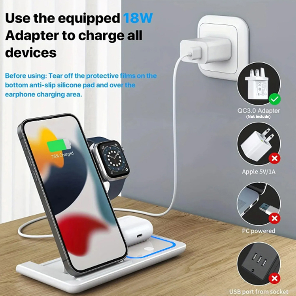 15W 3 in 1 Wireless Charger St - Wireless Charger 3 In 1 ulasan dan harga