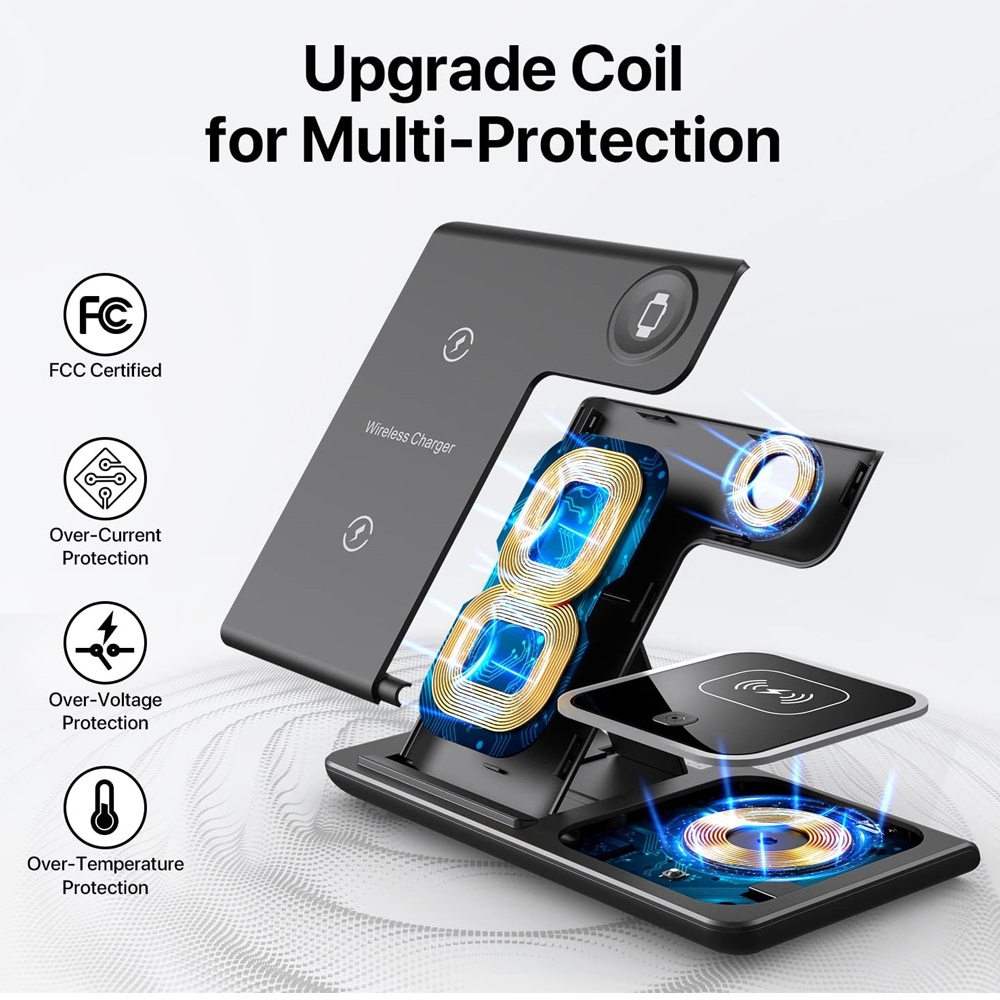 15W 3 in 1 LED Fast Wireless C - Wireless Charger 3 In 1 ulasan dan harga