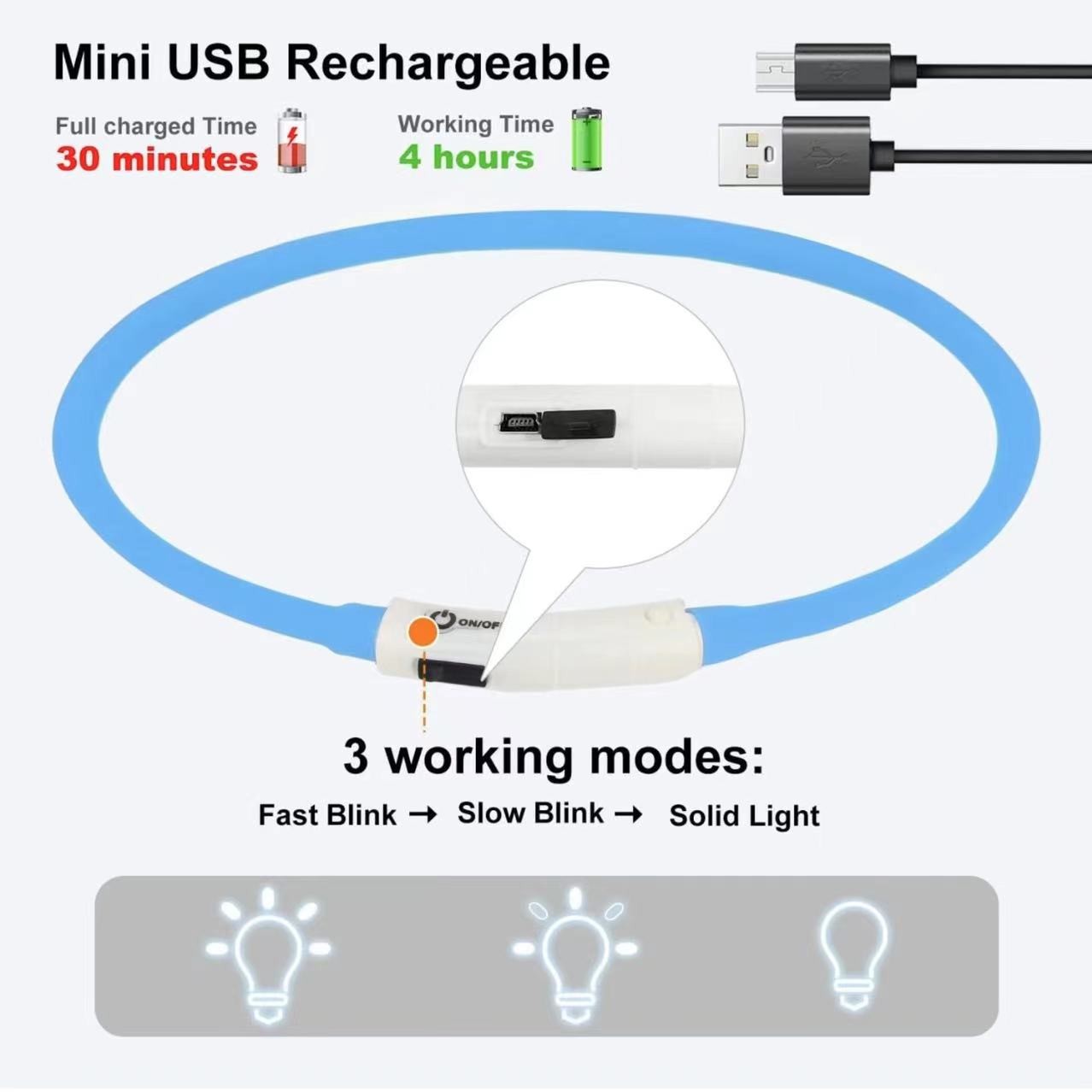 Silicone LED Dog Collar Rechar - Tech Dog Accessories ulasan dan harga