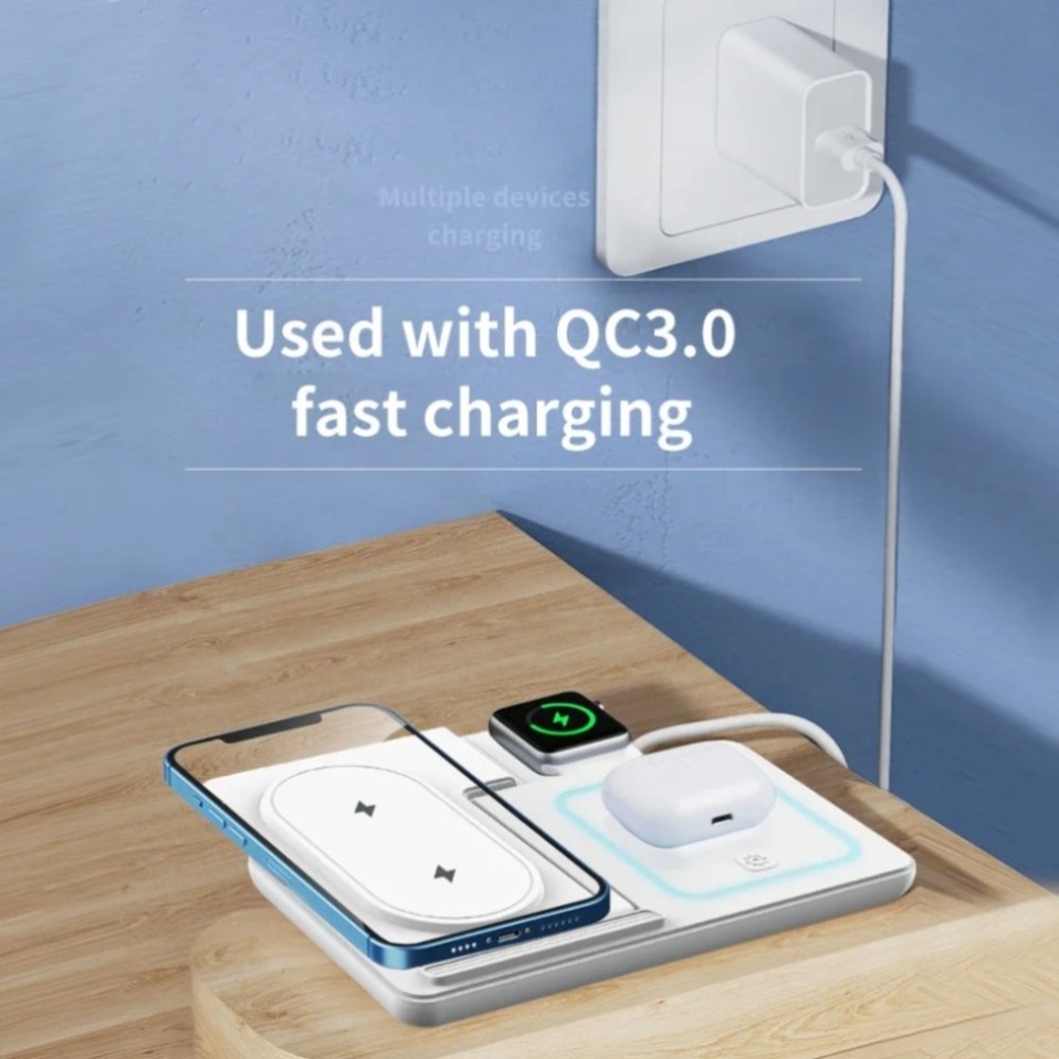 Night LED Light 3 In 1 Wireles - Wireless Charger 3 In 1 ulasan dan harga