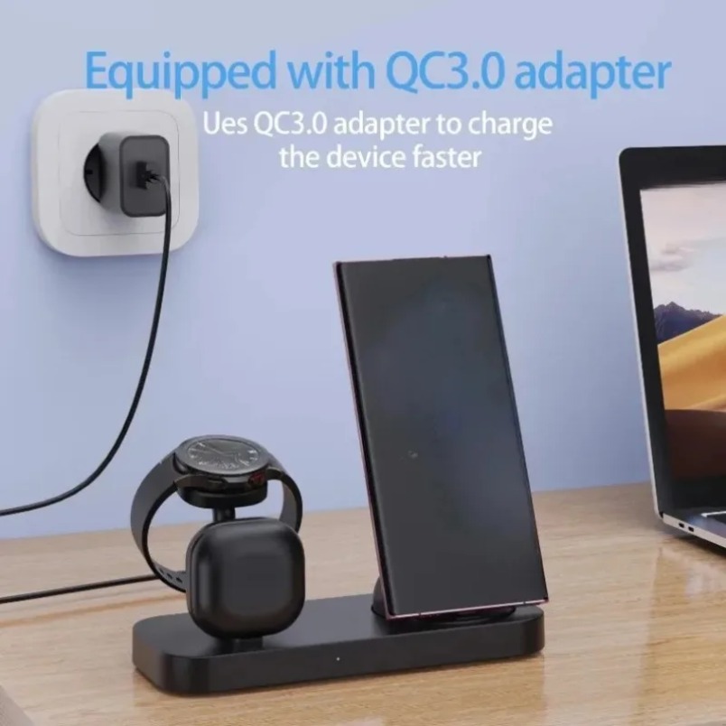 3 in 1 Wireless Charger Dual C - Wireless Charger 3 In 1 ulasan dan harga